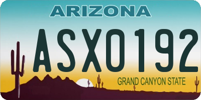 AZ license plate ASX0192