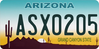 AZ license plate ASX0205