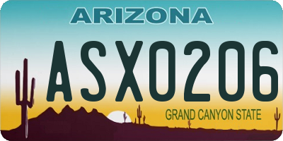 AZ license plate ASX0206