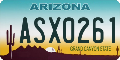 AZ license plate ASX0261