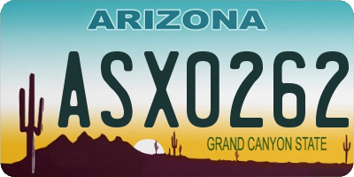 AZ license plate ASX0262