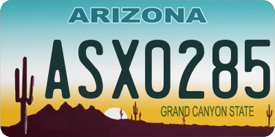 AZ license plate ASX0285