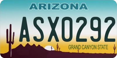 AZ license plate ASX0292