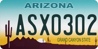 AZ license plate ASX0302