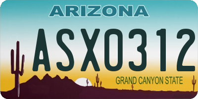 AZ license plate ASX0312