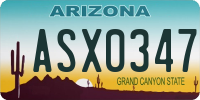 AZ license plate ASX0347