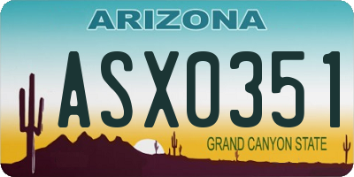 AZ license plate ASX0351