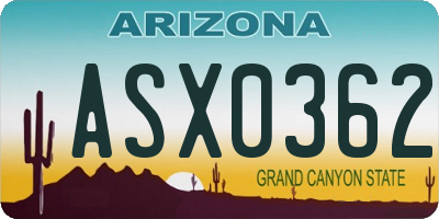 AZ license plate ASX0362