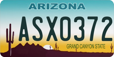 AZ license plate ASX0372