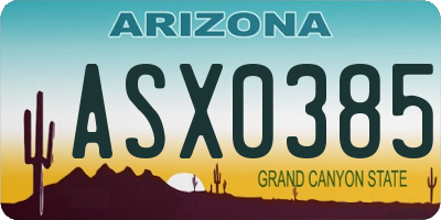 AZ license plate ASX0385