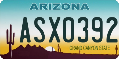 AZ license plate ASX0392