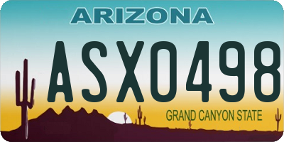 AZ license plate ASX0498