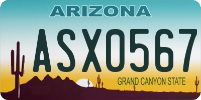 AZ license plate ASX0567