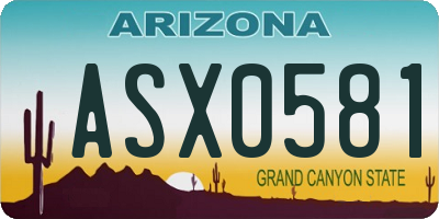 AZ license plate ASX0581