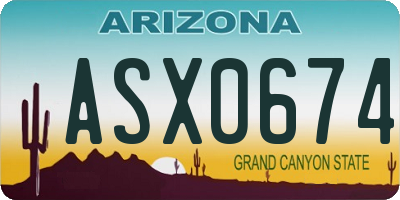 AZ license plate ASX0674