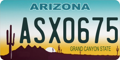 AZ license plate ASX0675