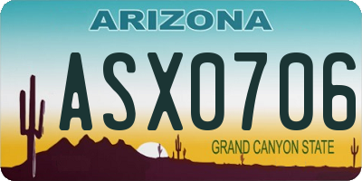 AZ license plate ASX0706