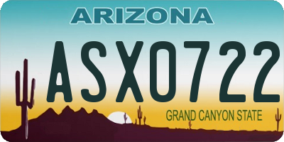 AZ license plate ASX0722
