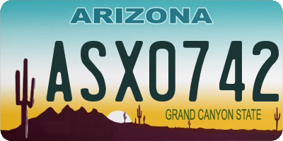 AZ license plate ASX0742