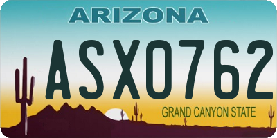 AZ license plate ASX0762