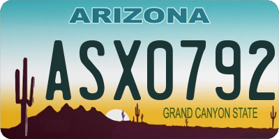AZ license plate ASX0792