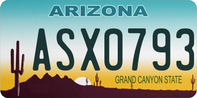 AZ license plate ASX0793