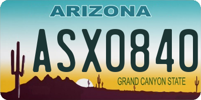 AZ license plate ASX0840