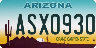 AZ license plate ASX0930