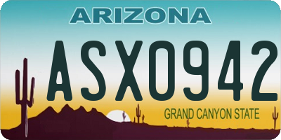 AZ license plate ASX0942