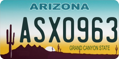 AZ license plate ASX0963