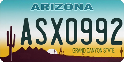 AZ license plate ASX0992