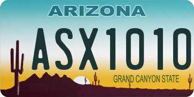AZ license plate ASX1010