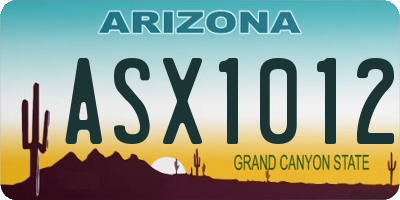 AZ license plate ASX1012