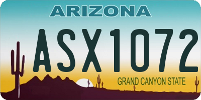 AZ license plate ASX1072