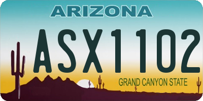 AZ license plate ASX1102