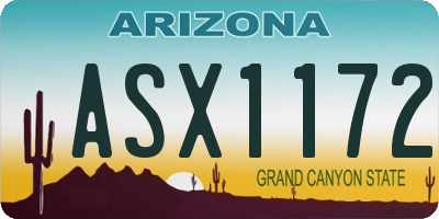 AZ license plate ASX1172