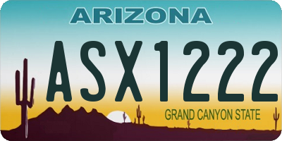 AZ license plate ASX1222