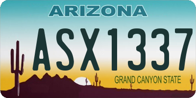 AZ license plate ASX1337