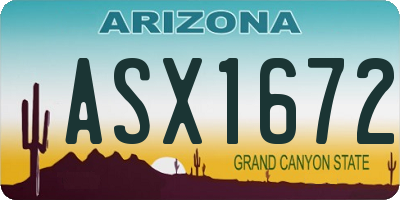 AZ license plate ASX1672