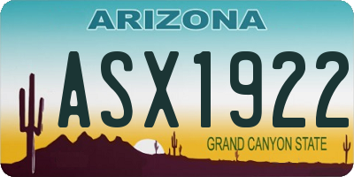 AZ license plate ASX1922