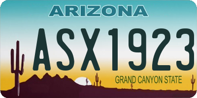 AZ license plate ASX1923