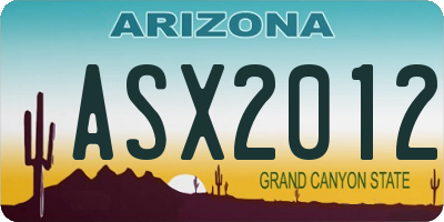 AZ license plate ASX2012