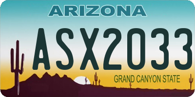 AZ license plate ASX2033