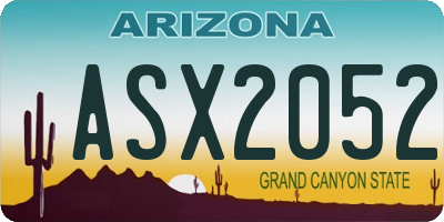 AZ license plate ASX2052