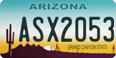 AZ license plate ASX2053