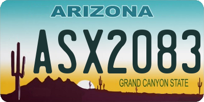 AZ license plate ASX2083