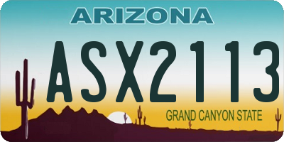 AZ license plate ASX2113