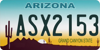 AZ license plate ASX2153