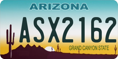 AZ license plate ASX2162