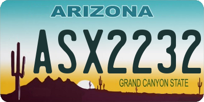 AZ license plate ASX2232